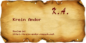 Krein Andor névjegykártya